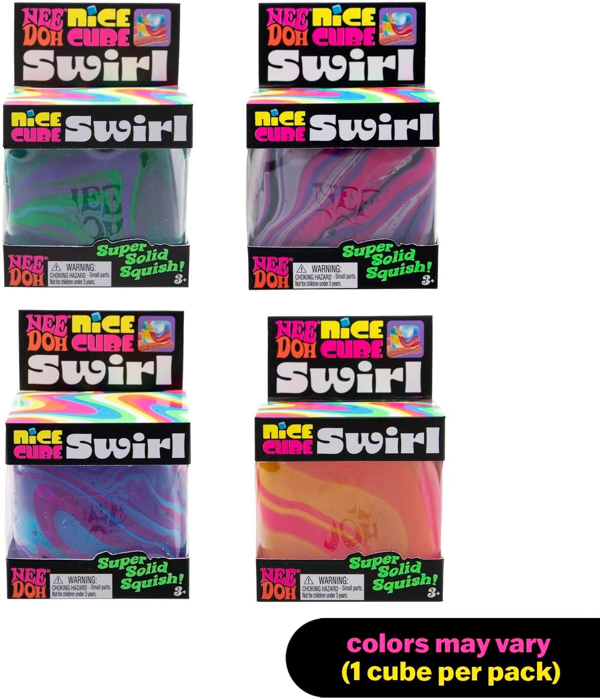 Schylling NeeDoh Nice Cube Swirl - Sensory Toy with a Super Solid Squish - Unique. Swirling Color Blend - Color May Vary (1 Per Pack) - Image 2